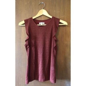 Sparkly Rust Madewell Sleeveless Top with Ruffles